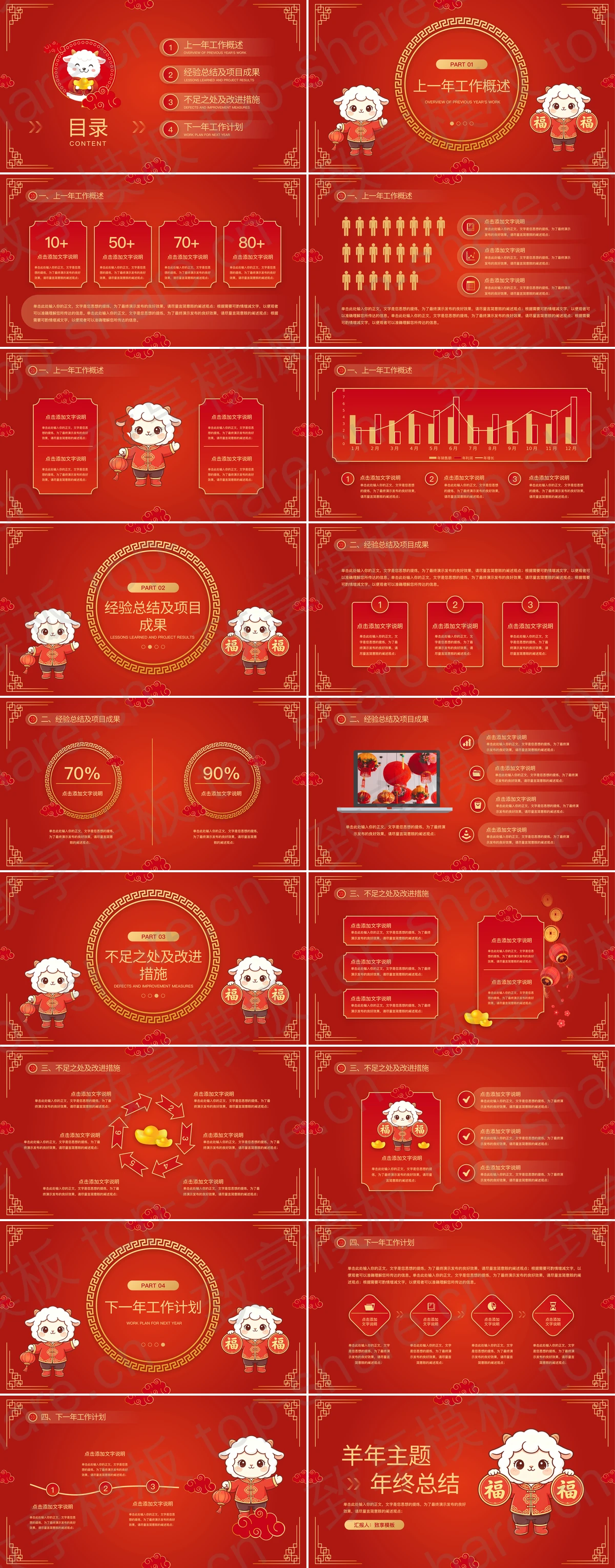 图片[2]-红色喜庆羊年主题年终总结PPT模板 - 致享TOP-SHARE-致享TOP-SHARE