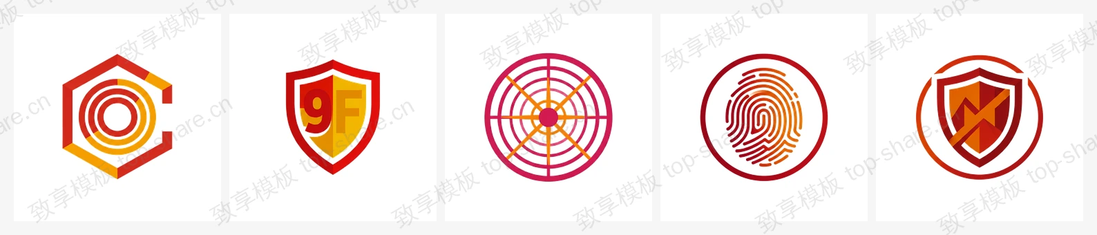 安防安保行业LOGO素材包 - 5个高清LOGO-致享TOP-SHARE