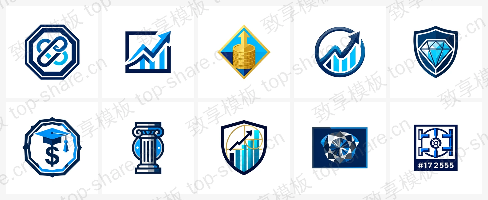 金融银行行业LOGO素材包 - 10个高清LOGO-致享TOP-SHARE