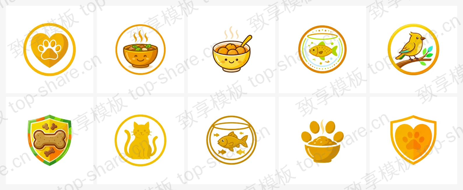 宠物服务行业LOGO素材包 - 10个高清LOGO-致享TOP-SHARE