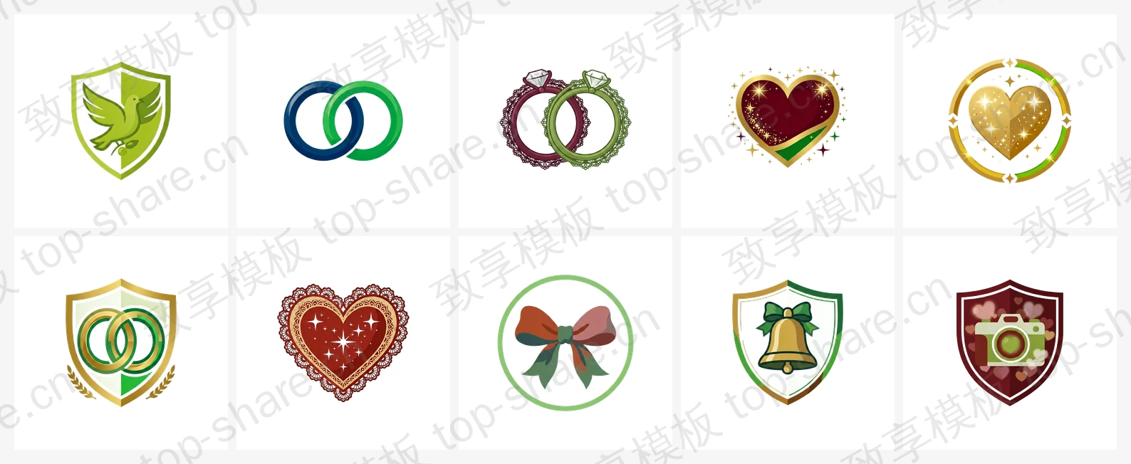 婚庆服务行业LOGO素材包 - 10个高清LOGO-致享TOP-SHARE