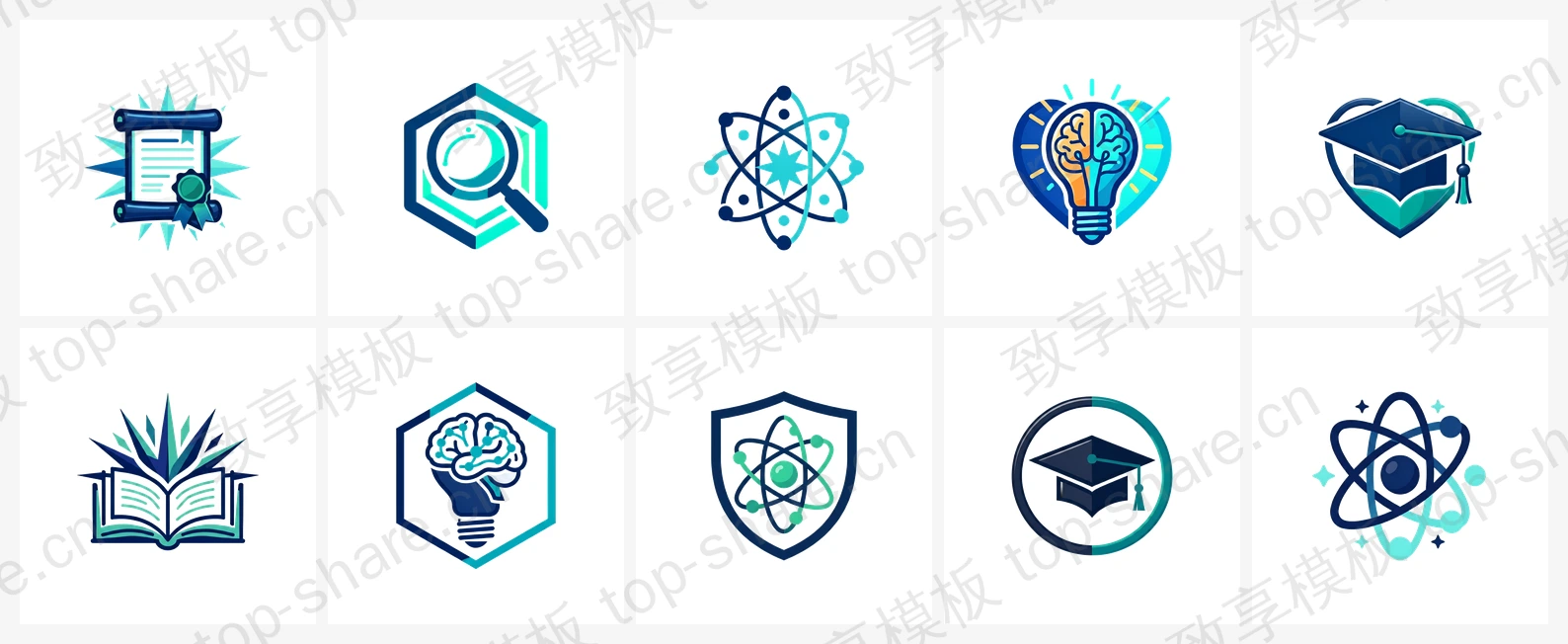 教育培训行业LOGO素材包 - 10个高清LOGO-致享TOP-SHARE