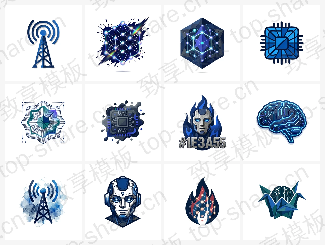 科技互联网行业LOGO素材包 - 12个高清LOGO-致享TOP-SHARE