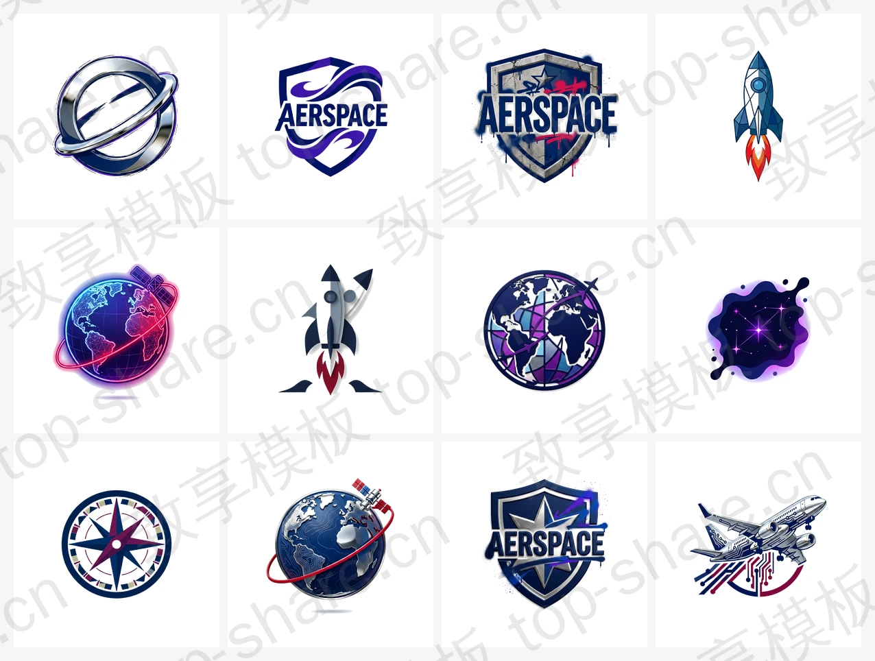 航空航天行业LOGO素材包 - 12个高清LOGO-致享TOP-SHARE