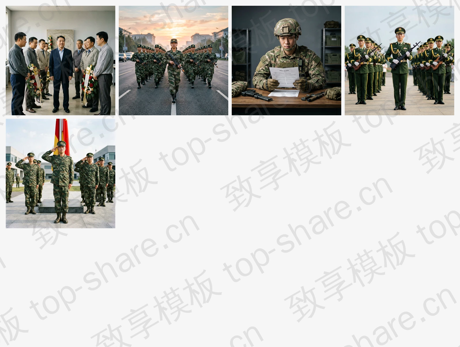 建军节主题PPT插图素材包 - 12张高清插图-致享TOP-SHARE
