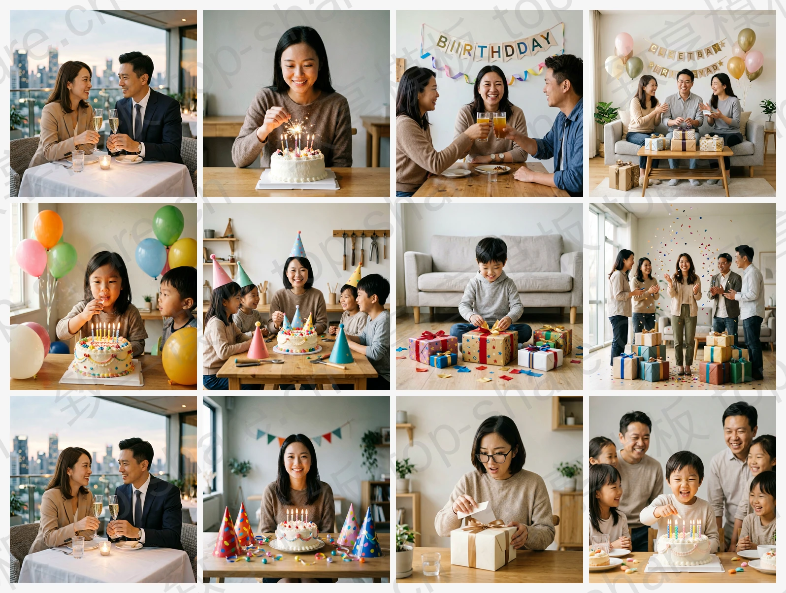 生日祝福主题PPT插图素材包 - 12张高清插图-致享TOP-SHARE