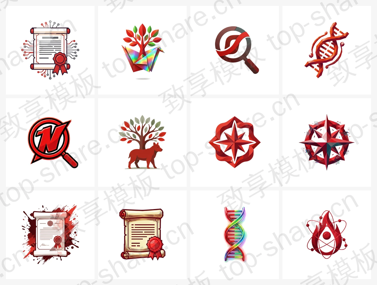 教育培训行业LOGO素材包 - 12个高清LOGO-致享TOP-SHARE