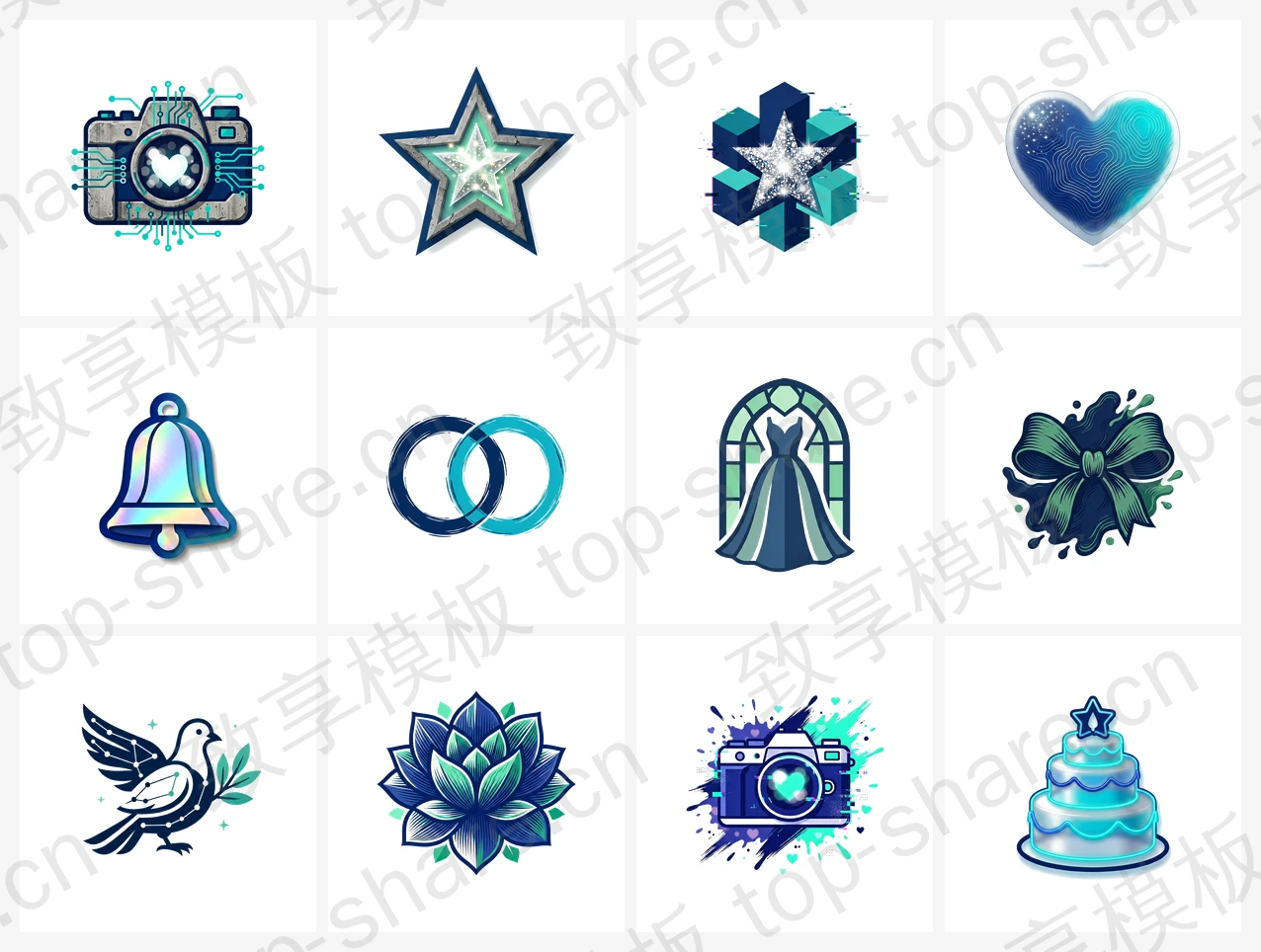 婚庆服务行业LOGO素材包 - 12个高清LOGO-致享TOP-SHARE